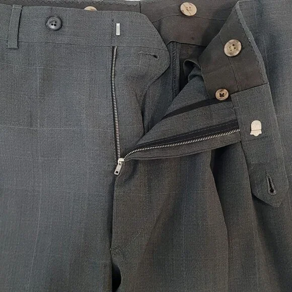 Hart Schaffner & Marx Blue Check Full Suit USA Made Jacket Size 42R Pants 34x31